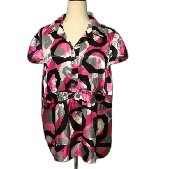 Serenade New York XL Pink Black Geometric Tunic Top - Picture 2 of 8